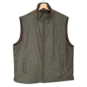 Brooks Brothers Loro Piana Storm System Wool Vest InsulatedGreen Gray L